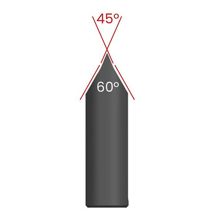 diagram of nut splitter blade with degrees of tip shown.