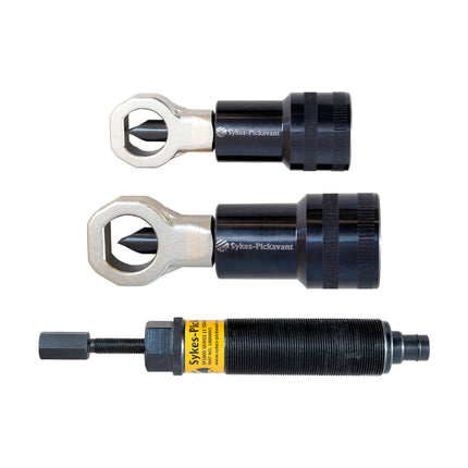 M6-M16 and M10-M24 nut splitters shown next to the 12T hydraulic ram