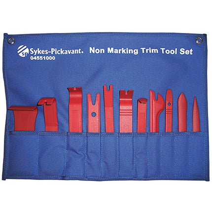 11 piece trim tool set in storage pockets