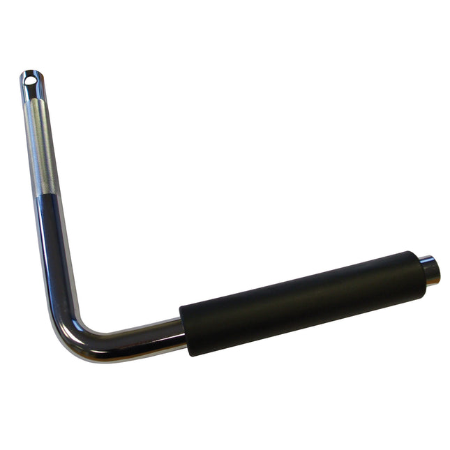 A black and silver suspension wear indicator tool with a metallic finish 