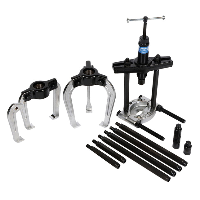 A set of hydraulic puller and separator tools with various metal components and legs, displayed on a white background.