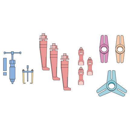 18654400 - Hydraulic Thin Jaw 2/3 Leg Puller Kit - 10-225mm