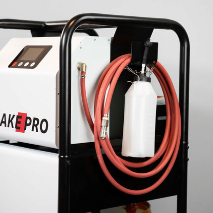 Clous up of brake bleeder on stand with pipe