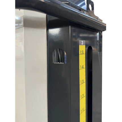 Side of Vortex Pro, showing 15l capacity
