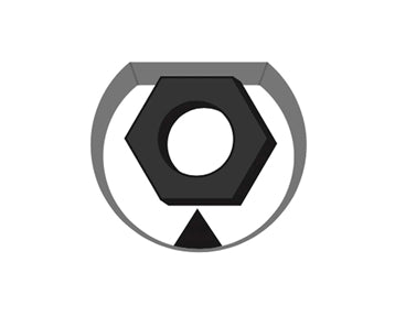diagram showing how the flat edge holds the nut whilst the blade cuts the nut.