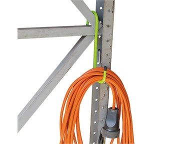 action shot of universal hook holding electric cable