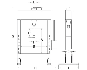 53417000 - Hydraulic Workshop Press 70 Tonne Hand/Foot Operated
