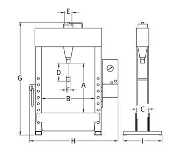 53426000 - Electro-Hydraulic Workshop Press - Single Action Cylinder 60 Tonne