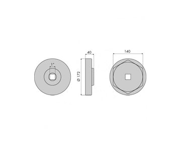 GO1324 - Hub Nut Socket - Hexagonal - S.A.F