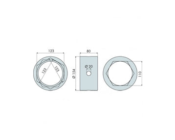 GO1334 - Hub Nut Socket - Hexagonal - Fruehauf